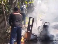Motor Pedagang Tahu Tempe Terbakar Saat Berjualan Keliling di Ciambar, Diduga Akibat Korsleting Listrik