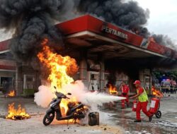 Isi Pertalite ke Jerigen, Motor Tiba-Tiba Terbakar di SPBU Ciparay Jampangkulon