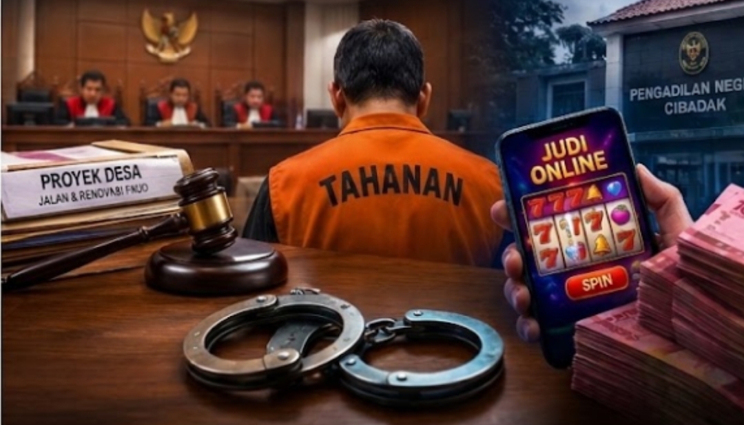 Ilustrasi dugaan penggunaan dana proyek desa untuk bermain judi online yang menyeret mantan Kepala Desa Karangmekar, Kabupaten Sukabumi. Dalam perkara tersebut, terdakwa divonis tiga tahun penjara oleh Pengadilan Negeri Cibadak.
